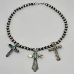 The Sparkling Spur Navajo Pearl Necklace With 3 Crosses Jewelry
