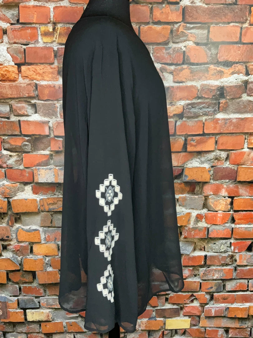 Budget 😀 Double D Ranch Sheer Black Top With Embroidery 🎁 5 Double D Ranch Sheer Black Top With Embroidery