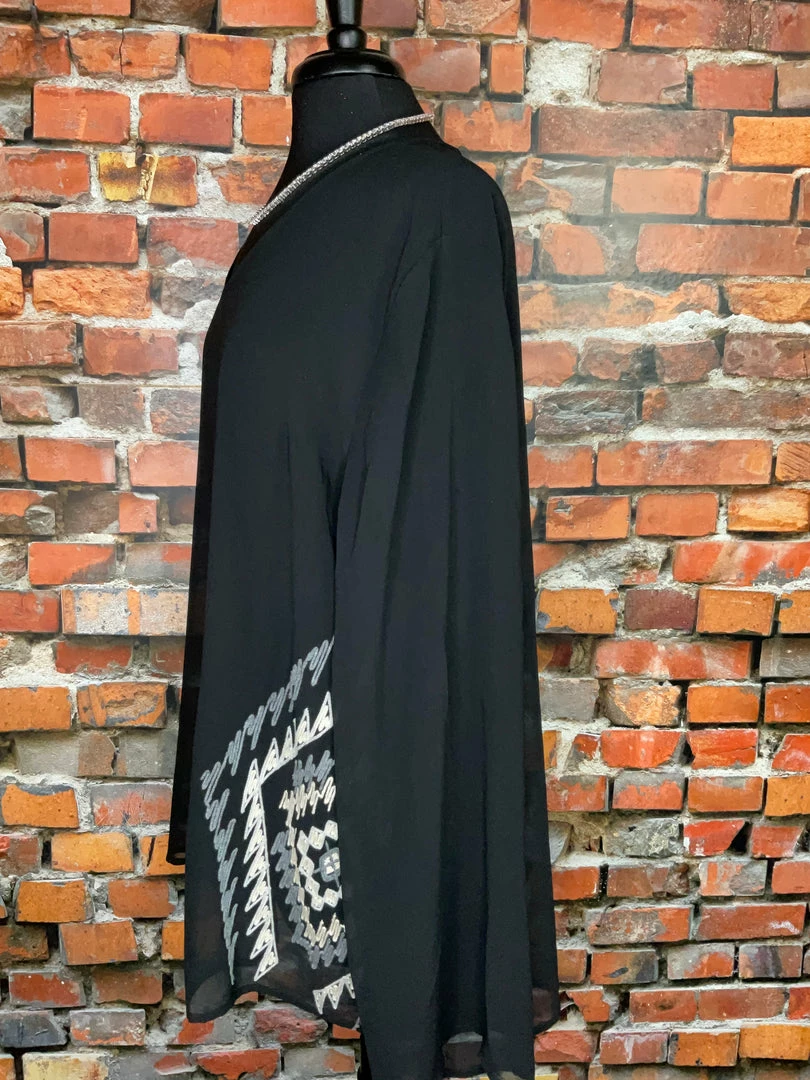 Budget 😀 Double D Ranch Sheer Black Top With Embroidery 🎁 4 Double D Ranch Sheer Black Top With Embroidery