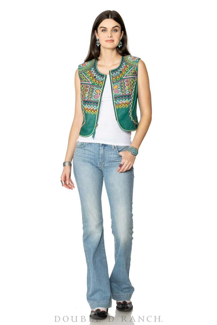 Promo ⭐ Double D Ranch - Folk Foray Collection Vests Festival Of Colors Vest ✨ 3 Double D Ranch - Folk Foray Collection Vests Festival Of Colors Vest