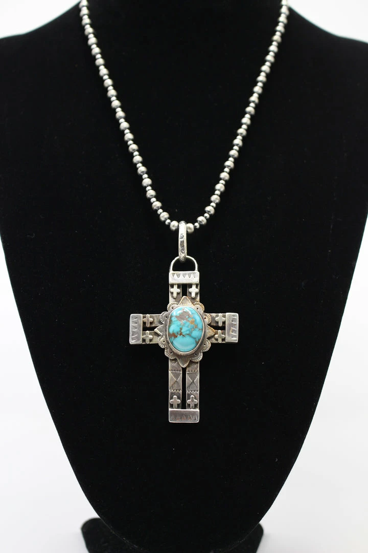 Budget 🛒 Kathy Sands Cross Pendent With Turquoise Stone 🛒 3 Kathy Sands Cross Pendent With Turquoise Stone
