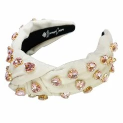 Wholesale ⭐ Brianna Cannon Ivory Velvet Headband With Hand-Sewn Pink Heart Crystals New Arrivals ✨ 9 Brianna Cannon Ivory Velvet Headband With Hand-Sewn Pink Heart Crystals New Arrivals