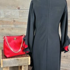 The Sparkling Spur Dresses Black & Red Ruffle Dress