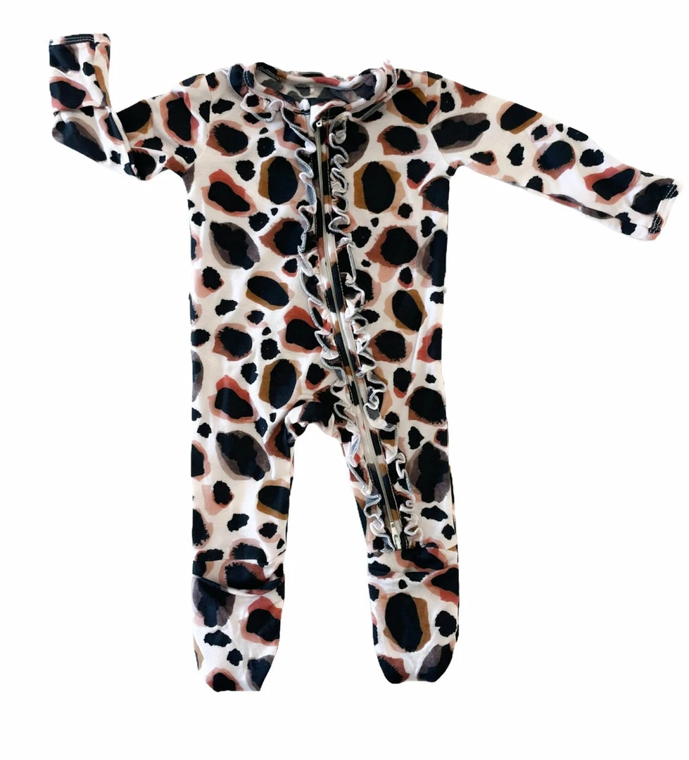 Brand new π The Sparkling Spur Lux Leopard Ruffle Zip Footie Kids Of A King π 3 The Sparkling Spur Lux Leopard Ruffle Zip Footie Kids Of A King