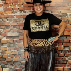 Pat Danke Showstopper Long Fringe Yoke Belt With Cut Beads