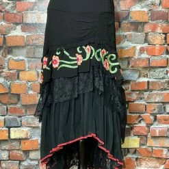 Vintage Collection Black Ruffle & Embroidery Skirt TIFFIANY'S CLOSET