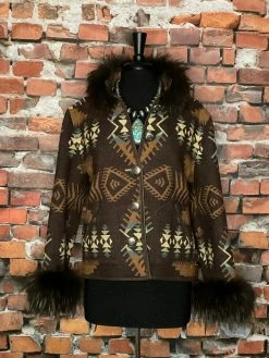 Double D Ranch - Gayle Collection TIFFIANY'S CLOSET The Coffee House Coat With Raccoon Trim