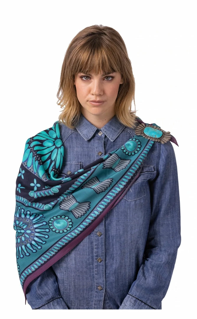 Best Pirce β€οΈ Double D Ranch - Jewelry Junket Collection Turquoise World Scarf π₯ 4 Double D Ranch - Jewelry Junket Collection Turquoise World Scarf