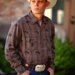 Ryan Michael Men's Shirts Bucking Horse Ombré Plaid