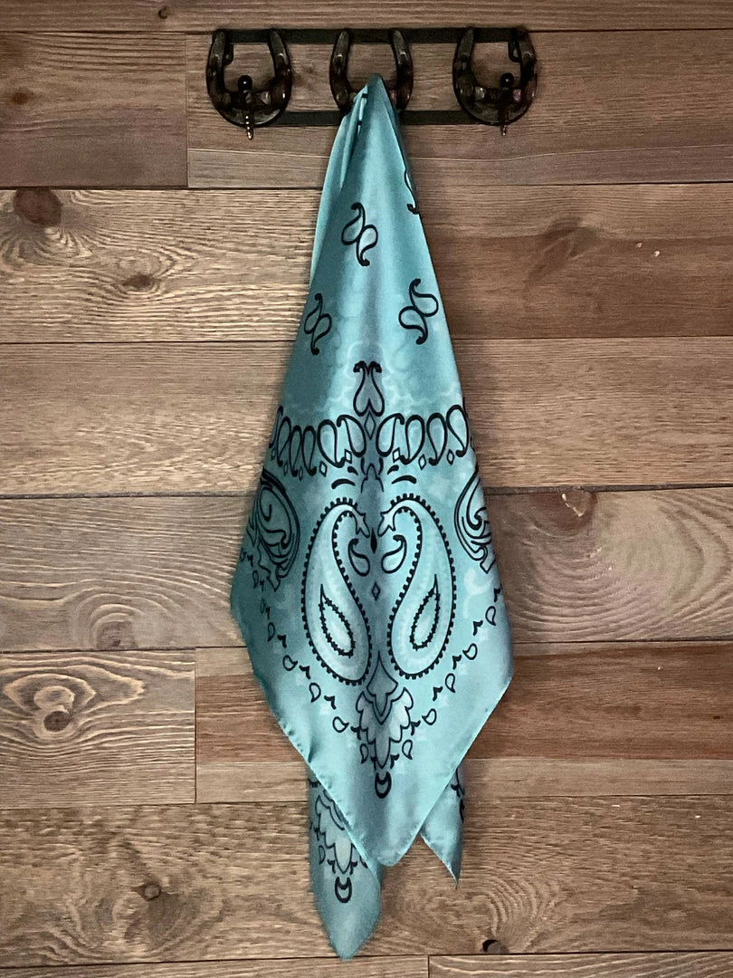 Best Pirce ✔️ A Rare Bird Turquoise Bandana Print Scarf ⌛ 3 A Rare Bird Turquoise Bandana Print Scarf