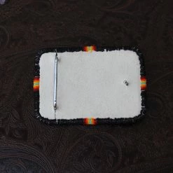 The Sparkling Spur Store 22 The Sparkling Spur Accessories Turquoise & Black Large Rectangle Beaded Buckle With Cut Beads