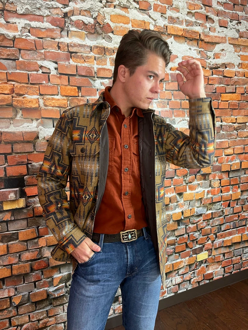 Outlet ๐ Pendleton Jacquard CPO Wool Shirt Jacket โ 3 Pendleton Jacquard CPO Wool Shirt Jacket