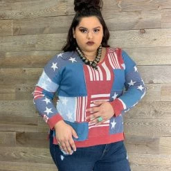 Tasha Polizzi Flag Patch Pullover Tops