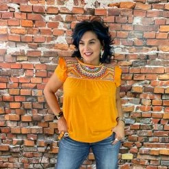 Hot Sale ✨ Double D Ranch Wear - Folk Foray Collection Palomita Top Tops ✨ 12 Double D Ranch Wear - Folk Foray Collection Palomita Top Tops