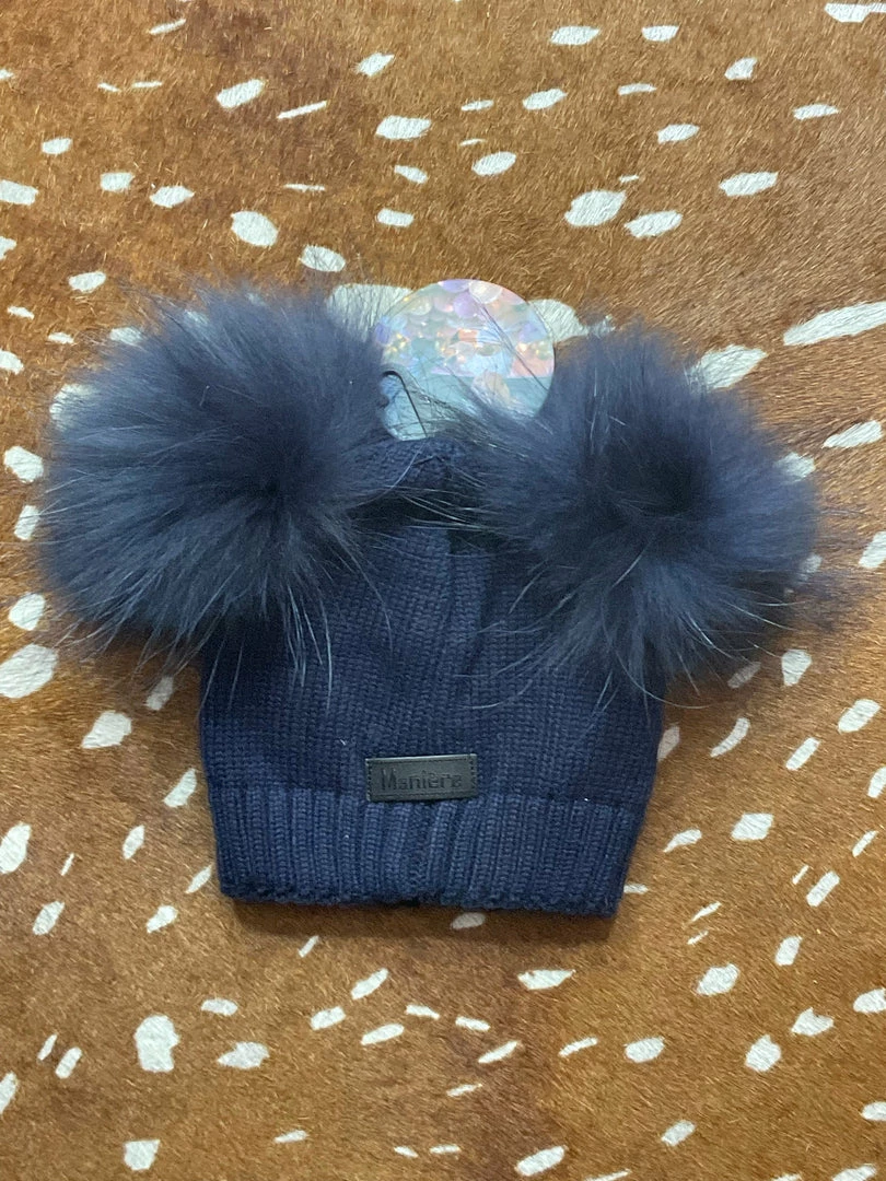 Best reviews of ❤️ Maniere Kid's Hats Double Raccoon Fur Baby Pom Beanie 🤩 4 Maniere Kid's Hats Double Raccoon Fur Baby Pom Beanie