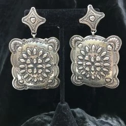 The Sparkling Spur Southwest Silver Earrings - Square Jewelry